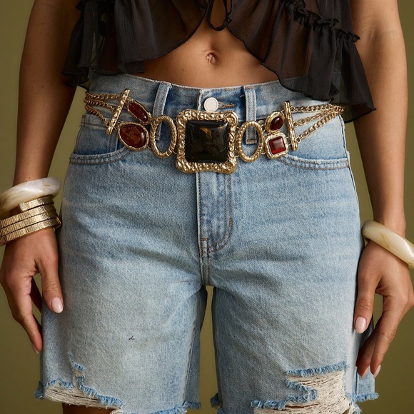 12th Tribe Soleil Statement Stone Gold Chain Belt Size O/SO/S - Picture 3 of 3